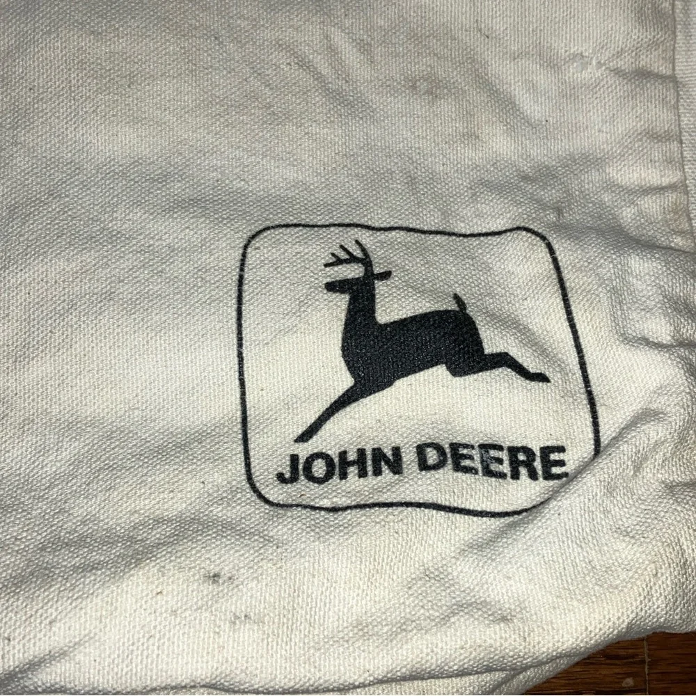 Vintage John Deere Cream Canvas Tote Bag with Zipper